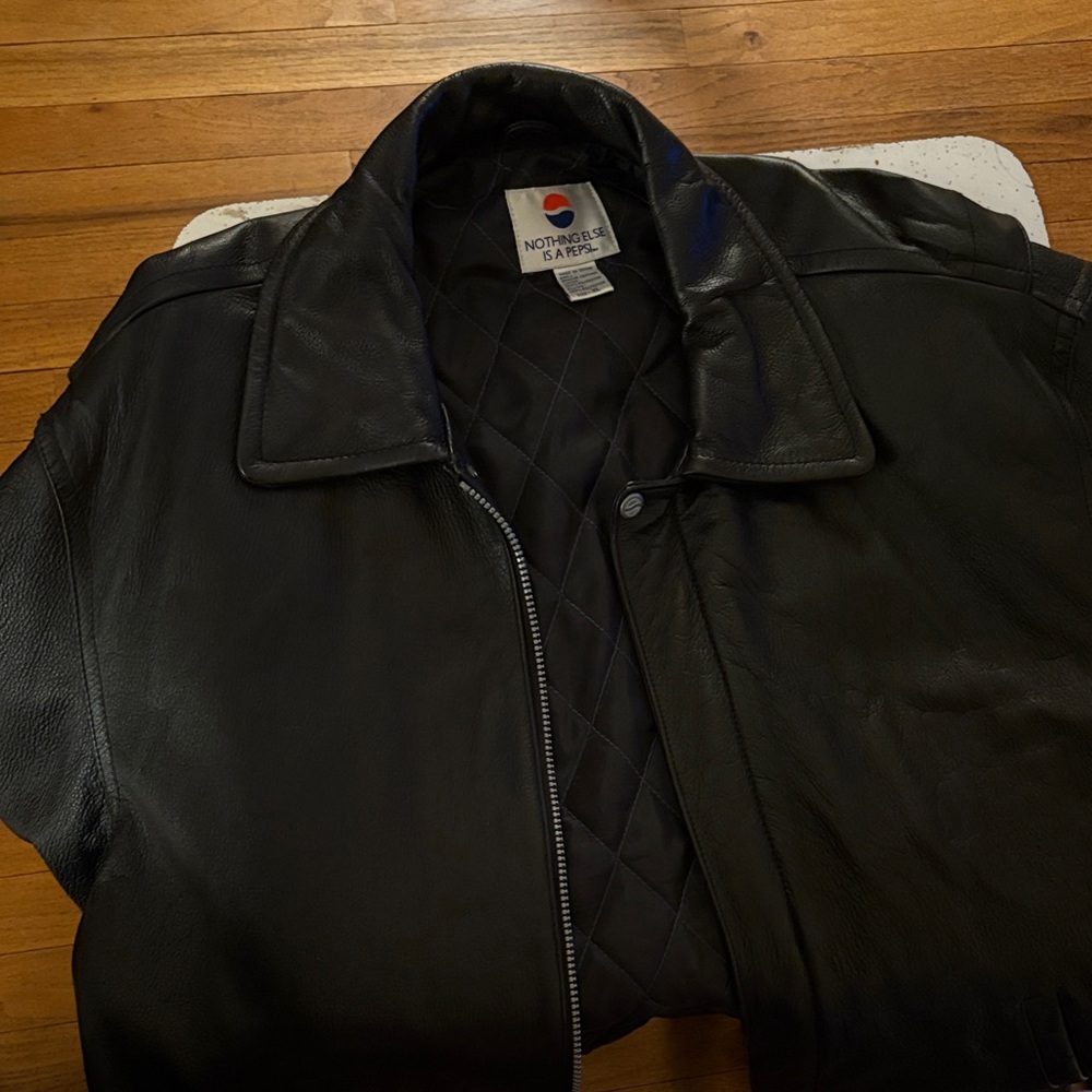 Pepsi Black Leather Bomber Jacket